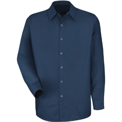 Custom Mens Specialized Pocketless Poplin Long Sleeve Work Shirt Navy