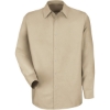 Custom Mens Tall Specialized Pocketless Poplin Long Sleeve Work Shirt Light Tan