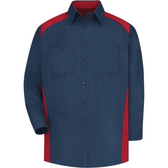 Custom Mens Tall Motorsports Shirt Navy/ Red