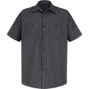 Custom Mens Tall Premium Short Sleeve Work Shirt Charcoal/ Blue/ White Stripe