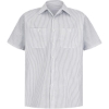 Custom Mens Tall Premium Short Sleeve Work Shirt CW-White/ Charcoal Stripe