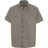 Custom Mens Tall Premium Short Sleeve Work Shirt KB-Khaki/ Black Microcheck