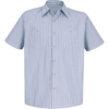 Custom Mens Tall Premium Short Sleeve Work Shirt Light Blue/ Navy Stripe