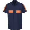 Custom Mens Enhanced Visibility Industrial Work Shirt Navy/ Orange Trim