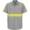 Custom Mens Tall Enhanced Visibility Industrial Work Shirt Light Grey/ Yellow Trim