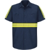 Custom Mens Tall Enhanced Visibility Industrial Work Shirt Navy/ Yellow Trim
