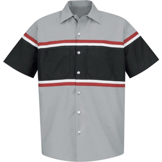 Custom Mens Technician Shirt Grey/ Black/ Red