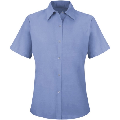 Custom Womens Short Sleeve Specialized Pocketless Work Shirt Light Blue