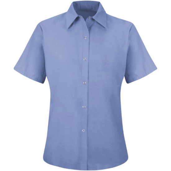 Custom Womens Short Sleeve Specialized Pocketless Work Shirt Light Blue