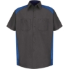 Custom Mens Short Sleeve Motorsports Shirt Charcoal/ Royal