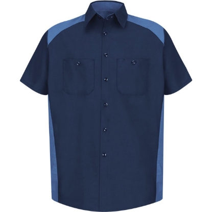 Custom Mens Short Sleeve Motorsports Shirt Navy/ Postman Blue