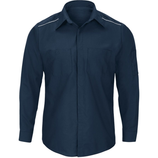 Custom Mens Pro Airflow Long Sleeve Work Shirt Navy
