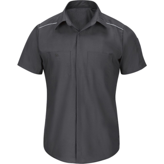Custom Mens Short Sleeve Pro Airflow Work Shirt Charcoal