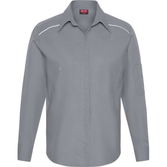 Custom Womens Airflow Long Sleeve Work Shirt Grey