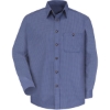 Custom Mens Mini-Plaid Uniform Long Sleeve Shirt Grey/ Blue Plaid - 323