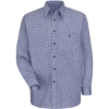 Custom Mens Mini-Plaid Uniform Long Sleeve Shirt White/ Blue Plaid - 345