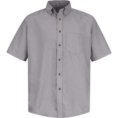 Custom Mens Poplin Short Sleeve Dress Shirt Silver