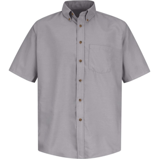 Custom Mens Poplin Short Sleeve Dress Shirt Silver