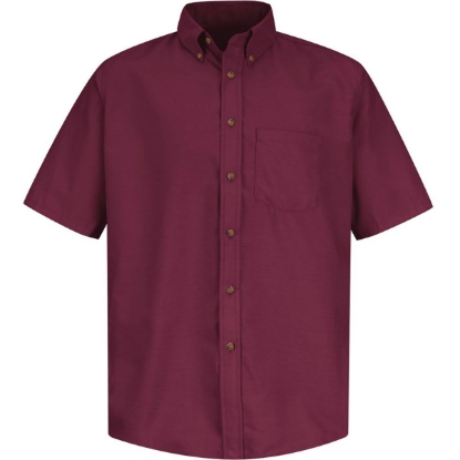 Custom Mens Tall Poplin Short Sleeve Dress Shirt Burgundy