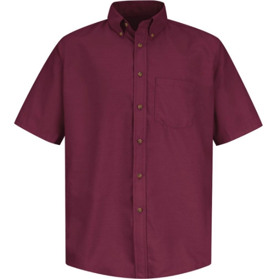 Custom Mens Tall Poplin Short Sleeve Dress Shirt Burgundy