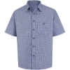 Custom Mens Mini-Plaid Uniform Short Sleeve Shirt White/ Blue Plaid