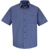 Custom Mens Tall Mini-Plaid Uniform Short Sleeve Shirt Grey/ Blue Plaid
