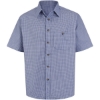 Custom Mens Tall Mini-Plaid Uniform Short Sleeve Shirt White/ Blue Plaid