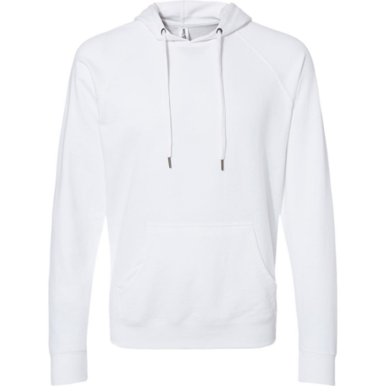 Custom Unisex Icon Lightweight Loopback Terry Hooded Sweatshirt White