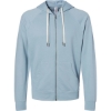 Custom Unisex Icon Lightweight Loopback Terry Full-Zip Hooded Sweatshirt Misty Blue