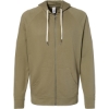 Custom Unisex Icon Lightweight Loopback Terry Full-Zip Hooded Sweatshirt Olive