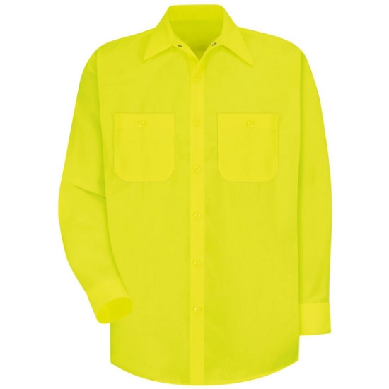 Custom Mens Enhanced Visibility Long Sleeve Work Shirt Yellow/ Green