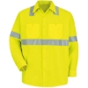 Custom Mens High Visibility Safety Long Sleeve Work Shirt HV-Fluorescent Yellow/ Green