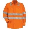 Custom Mens High Visibility Safety Long Sleeve Work Shirt OF-Fluorescent Orange