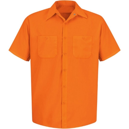 Custom Mens Enhanced Visibility Short Sleeve Work Shirt For. Orange