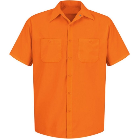 Custom Mens Enhanced Visibility Short Sleeve Work Shirt For. Orange