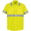Custom Mens Tall High Visibility Safety Short Sleeve Work Shirt HV-Fluorescent Yellow/ Green