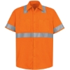 Custom Mens Tall High Visibility Safety Short Sleeve Work Shirt O2-Fluorescent Orange