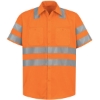 Custom Mens Tall High Visibility Safety Short Sleeve Work Shirt OF-Fluorescent Orange