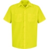 Custom Mens Tall Enhanced Visibility Short Sleeve Work Shirt Yellow/ Green