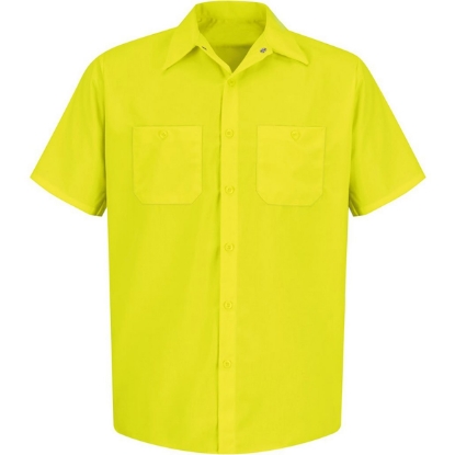 Custom Mens Tall Enhanced Visibility Short Sleeve Work Shirt Yellow/ Green