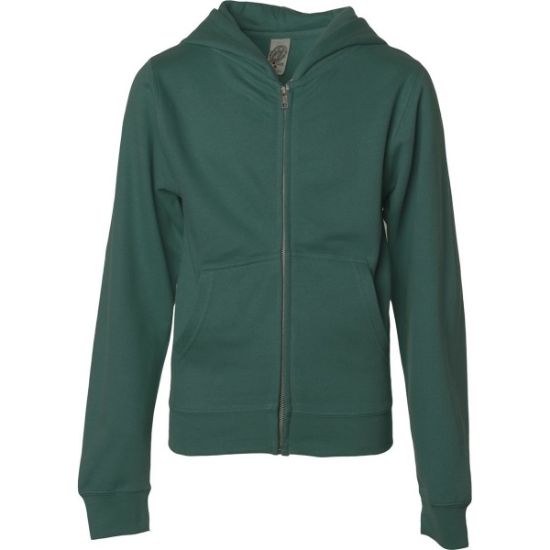 Custom Youth Midweight Full-Zip Hooded Sweatshirt Alpine Green