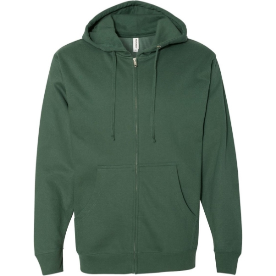 Custom Unisex Midweight Full-Zip Hooded Sweatshirt Alpine Green