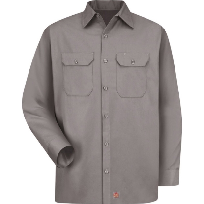 Custom Mens Tall Utility Long Sleeve Work Shirt Silver