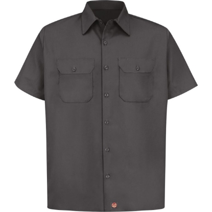 Custom Mens Utility Short Sleeve Work Shirt Charcoal