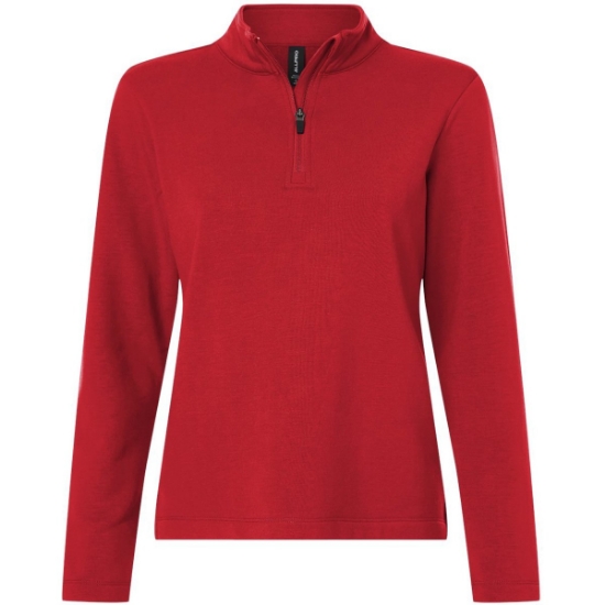 Custom Womens Stretch Quarter-Zip Fleece Pullover Red