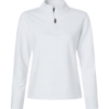 Custom Womens Stretch Quarter-Zip Fleece Pullover White