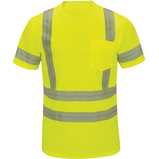 Custom Mens High Visibility Short Sleeve T-Shirt Fluorescent Yellow