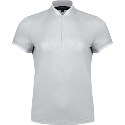 Custom Womens Tara Tipped Polo Grey