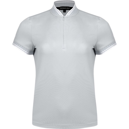 Custom Womens Tara Tipped Polo Grey
