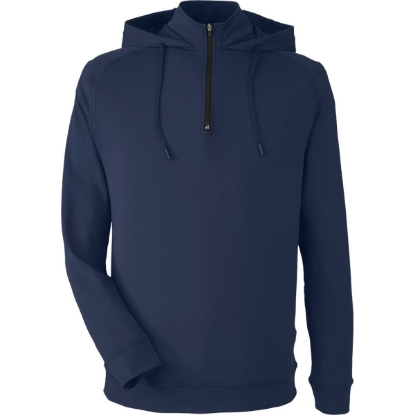 Custom Unisex Vandyke Quarter-Zip Hooded Pullover Navy/ Navy